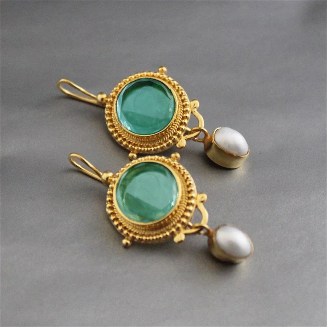 Vintage Green Pearl Earrings