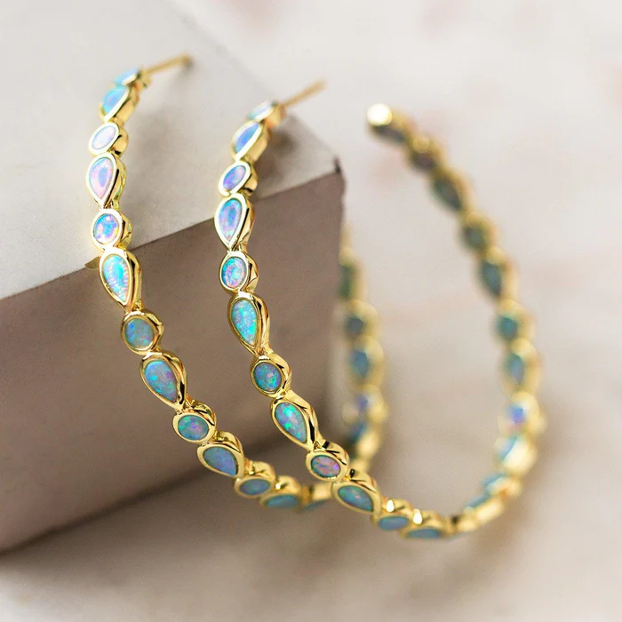 Vintage Blue Opal Ring Earrings