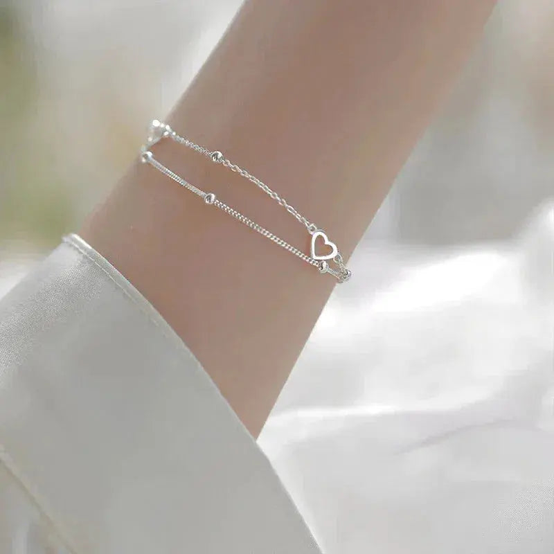 Silver Heart Bracelet Customizable Fit