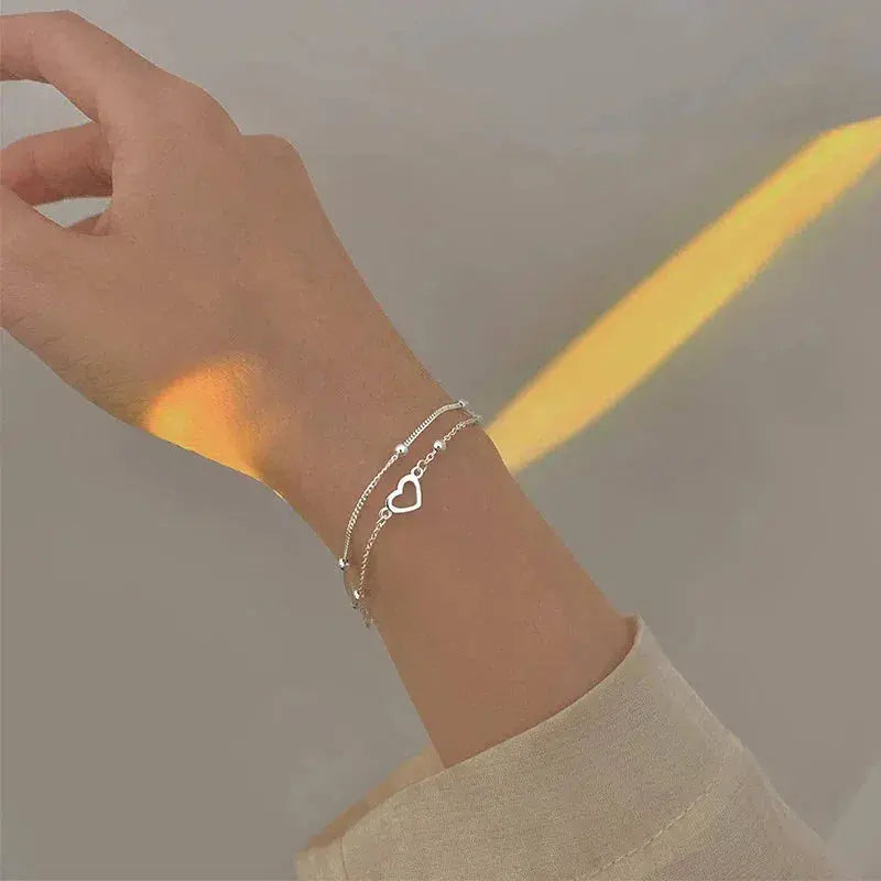 Silver Heart Bracelet Customizable Fit