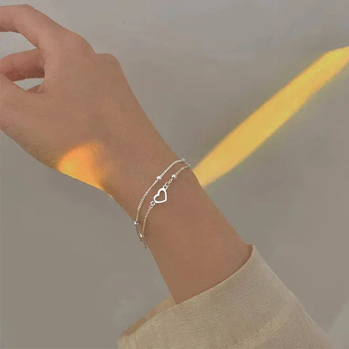 Silver Heart Bracelet Customizable Fit