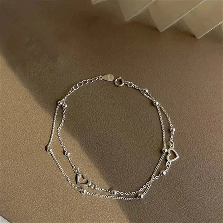 Silver Heart Bracelet Customizable Fit