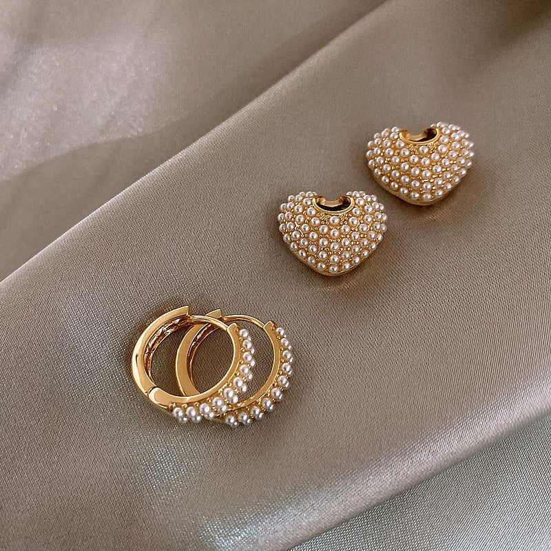 Heart Pearl Earrings